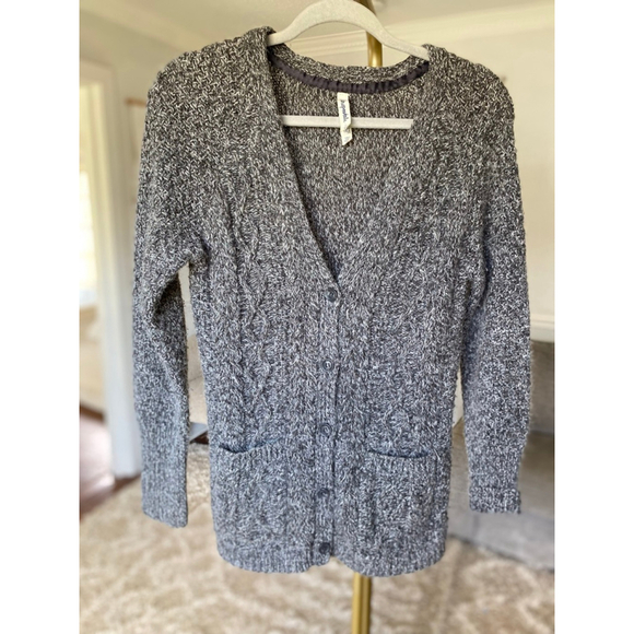 Aeropostale Knit Button Up Cardigan S Gray Marled V Neck Winter Academia Preppy - Picture 2 of 6
